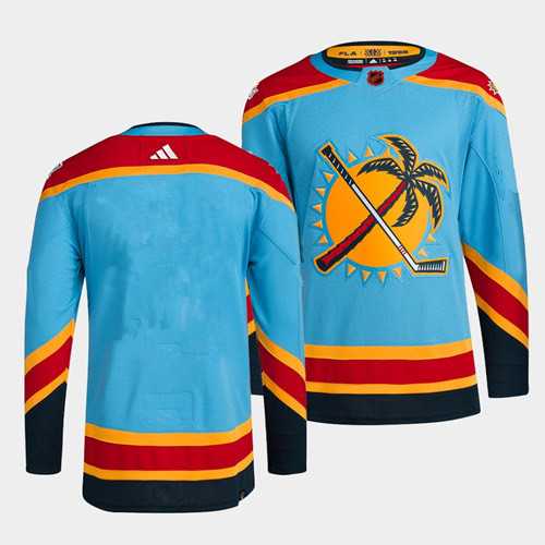 Men%27s Florida Panthers Blank Blue 2022 Reverse Retro Stitched Jersey Dzhi